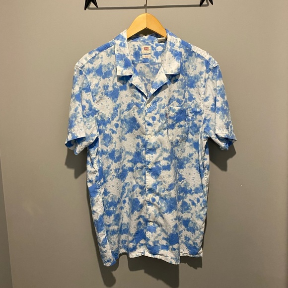 🤡BOGO🤡 LEVI’S Red Tab Tie-Dye Beach Button Up - Mens L Relaxed, Short Sleeve - Picture 2 of 7